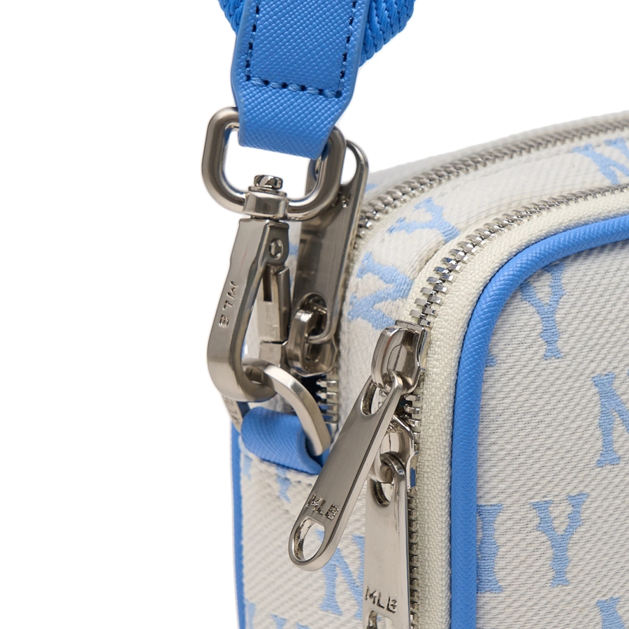 Túi MLB Korea Monogram Jacquard Mini Cross Bag New York Yankees Sky Blue