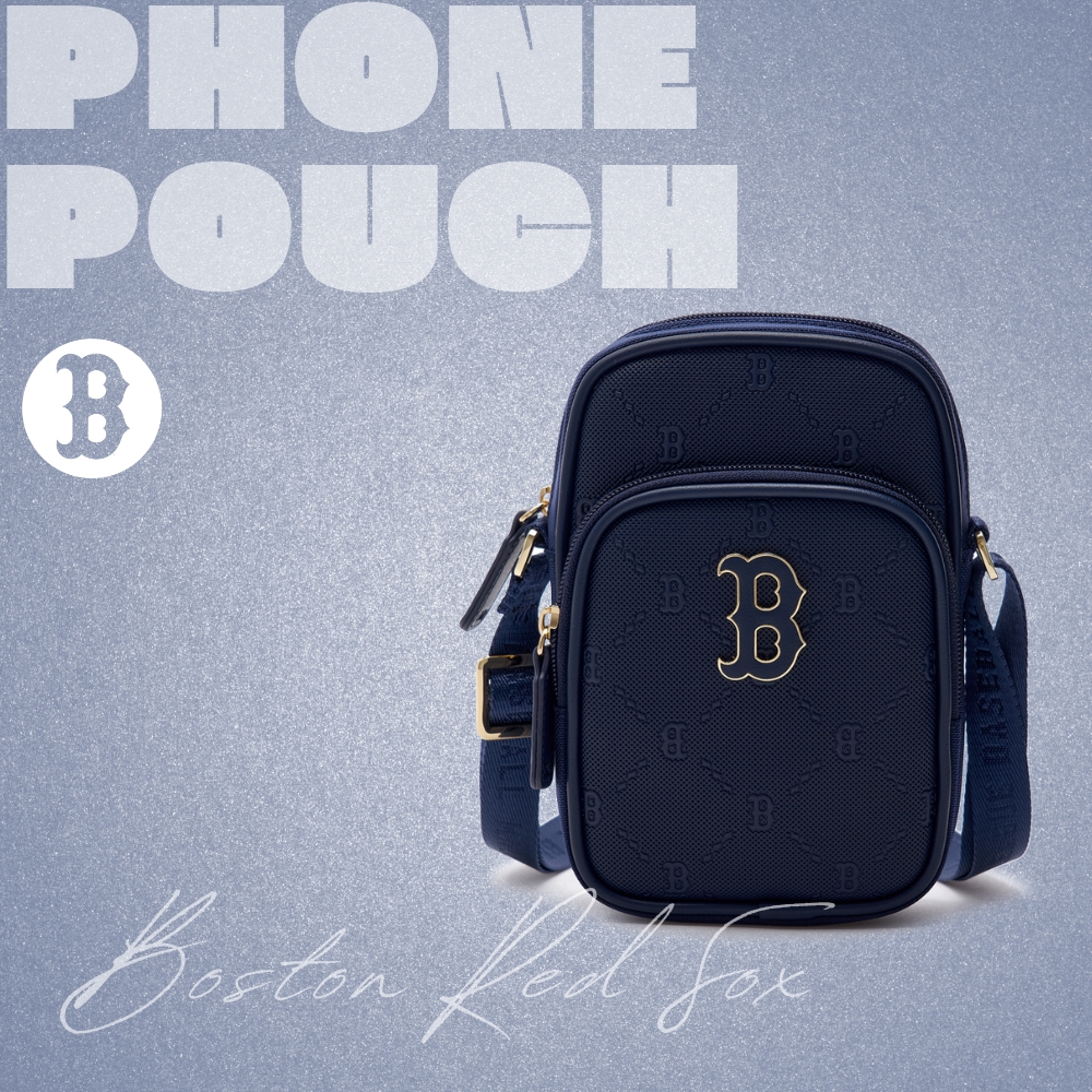 Túi MLB Korea Diamond Monogram PU Emboss Phone Pouch Boston Red Sox Navy