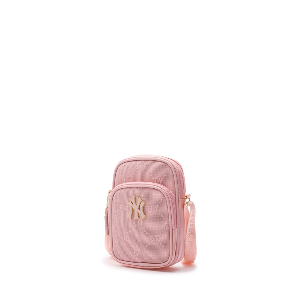 Túi MLB Korea Diamond Monogram PU Emboss Phone Pouch New York Yankees Pink