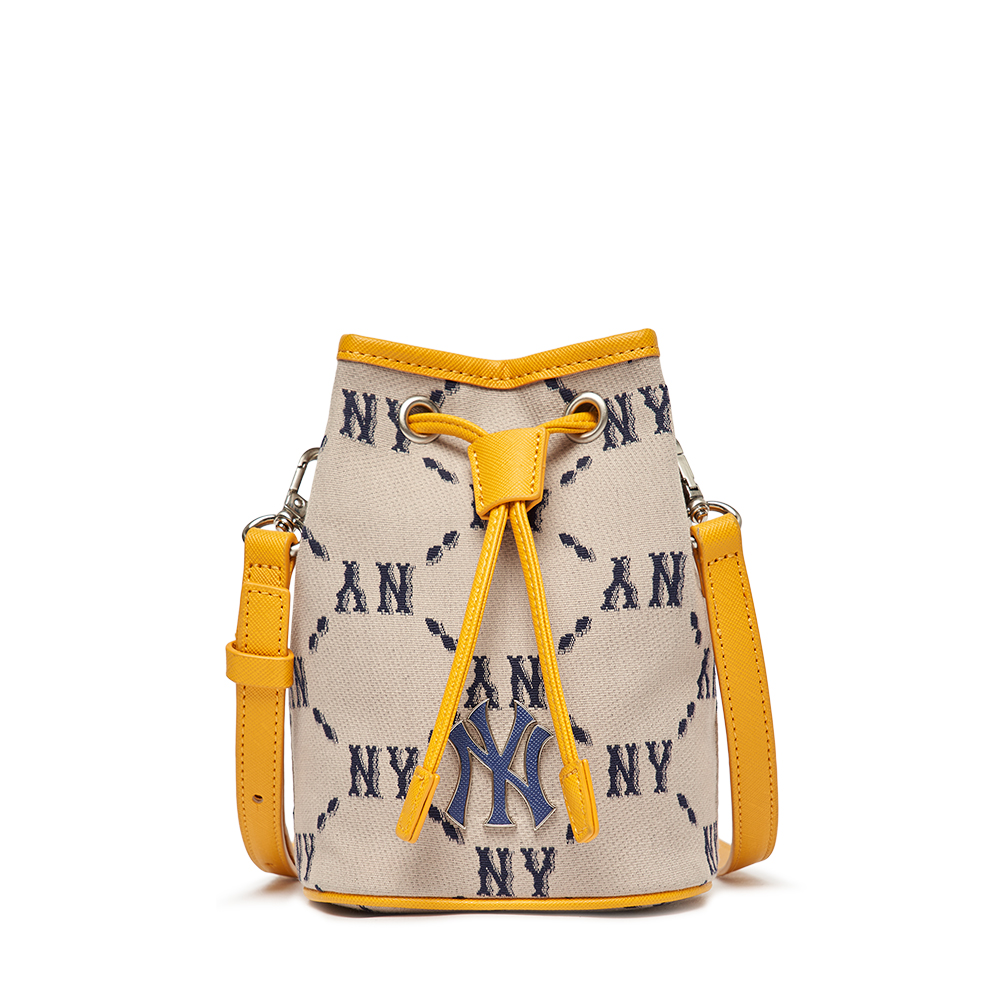 Túi MLB Dia Monogram Jacquard Mini Bucket Bag New York Yankees Beige