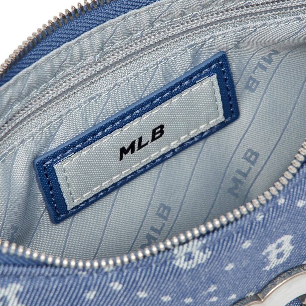 Túi MLB Korea Diamond Monogram Denim Jacquard Hobo Bag Boston Red Sox L.Sky Blue