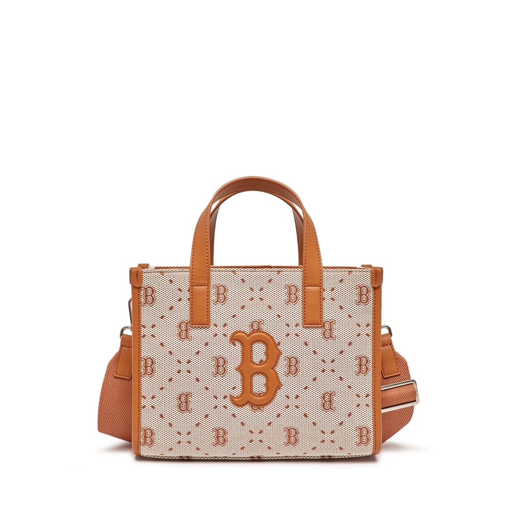 Túi MLB Diamond Monogram Jacquard Small Tote Bag Boston Red Sox Brown