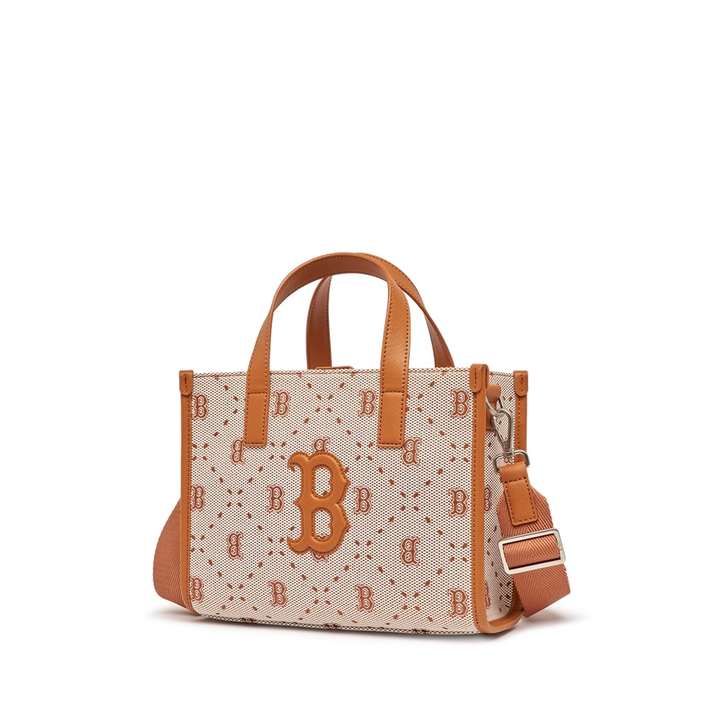 Túi MLB Diamond Monogram Jacquard Small Tote Bag Boston Red Sox Brown