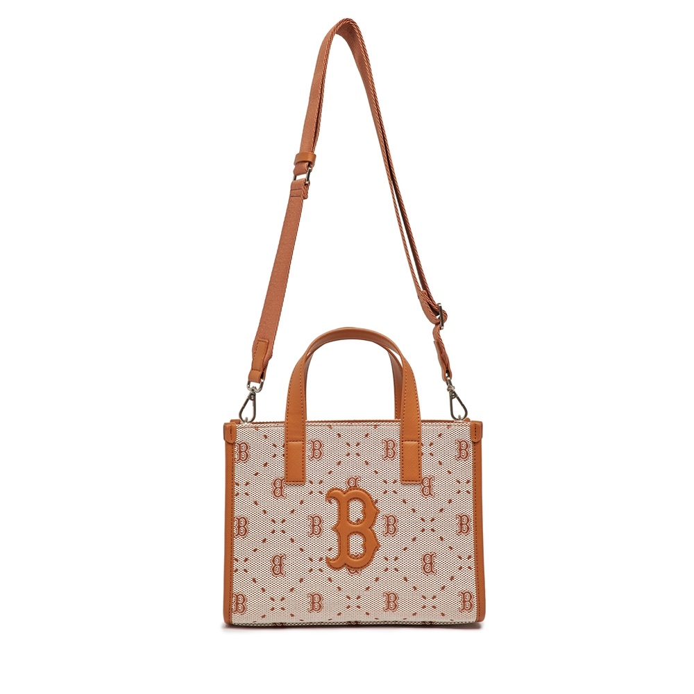 Túi MLB Diamond Monogram Jacquard Small Tote Bag Boston Red Sox Brown