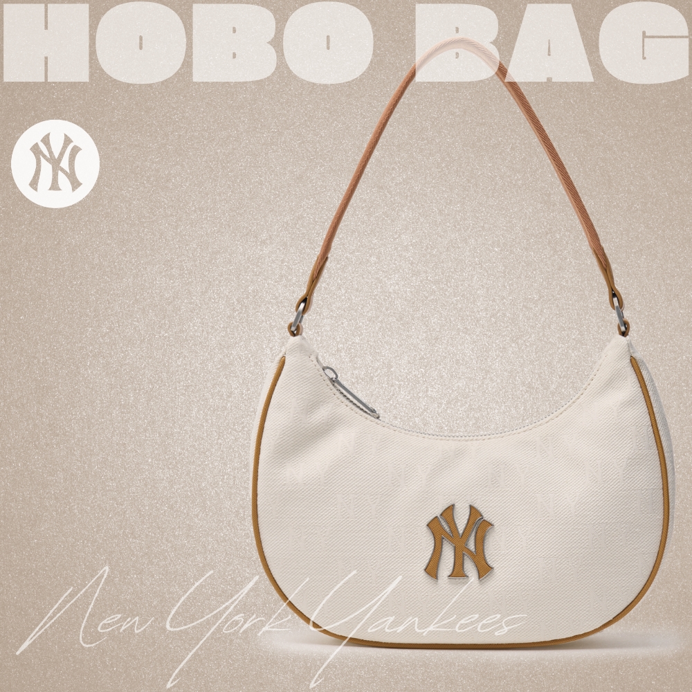 Túi MLB Korea Monogram Jacquard Hobo Bag New York Yankees D.Cream