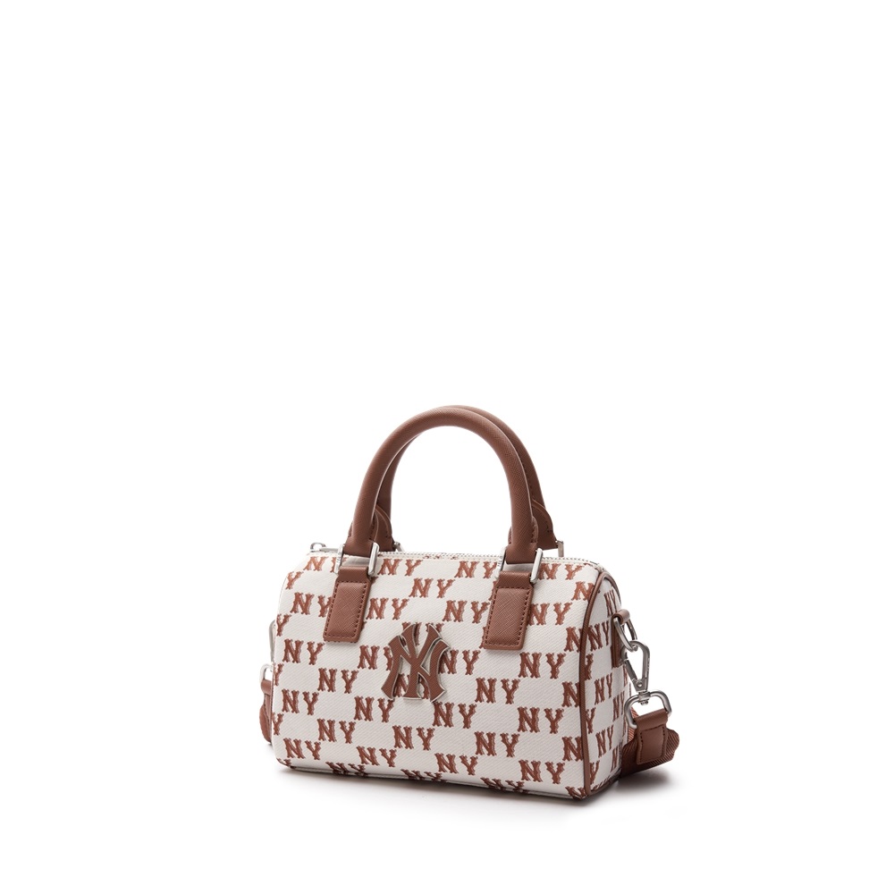 Túi MLB Korea Monogram Jacquard Boston Bag New York Yankees Brown