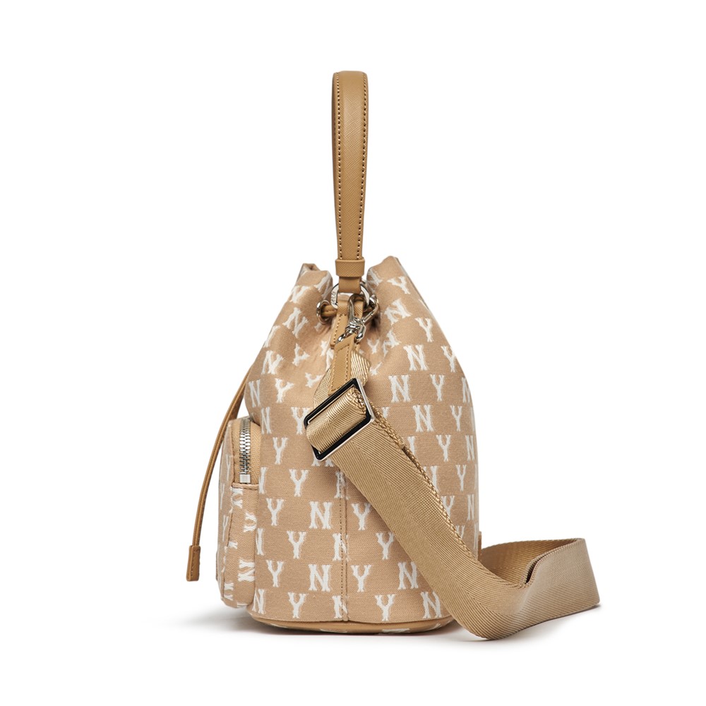 Túi MLB Monogram Bucket Bag New York Yankees D.Beige