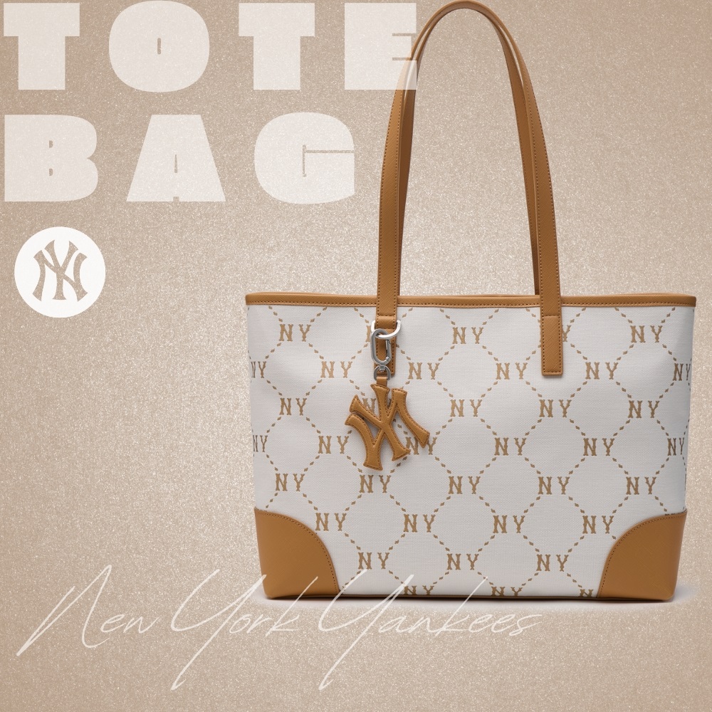 Túi MLB Korea Diamond Monogram Jacquard Tote Bag New York Yankees Brown