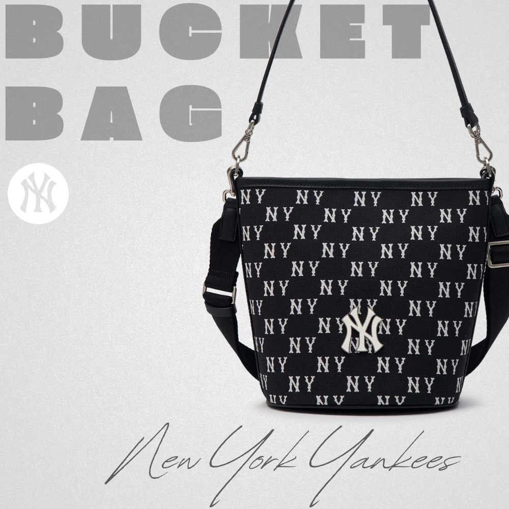 Túi MLB Korea Monogram Jacquard Bucket Bag New York Yankees Black