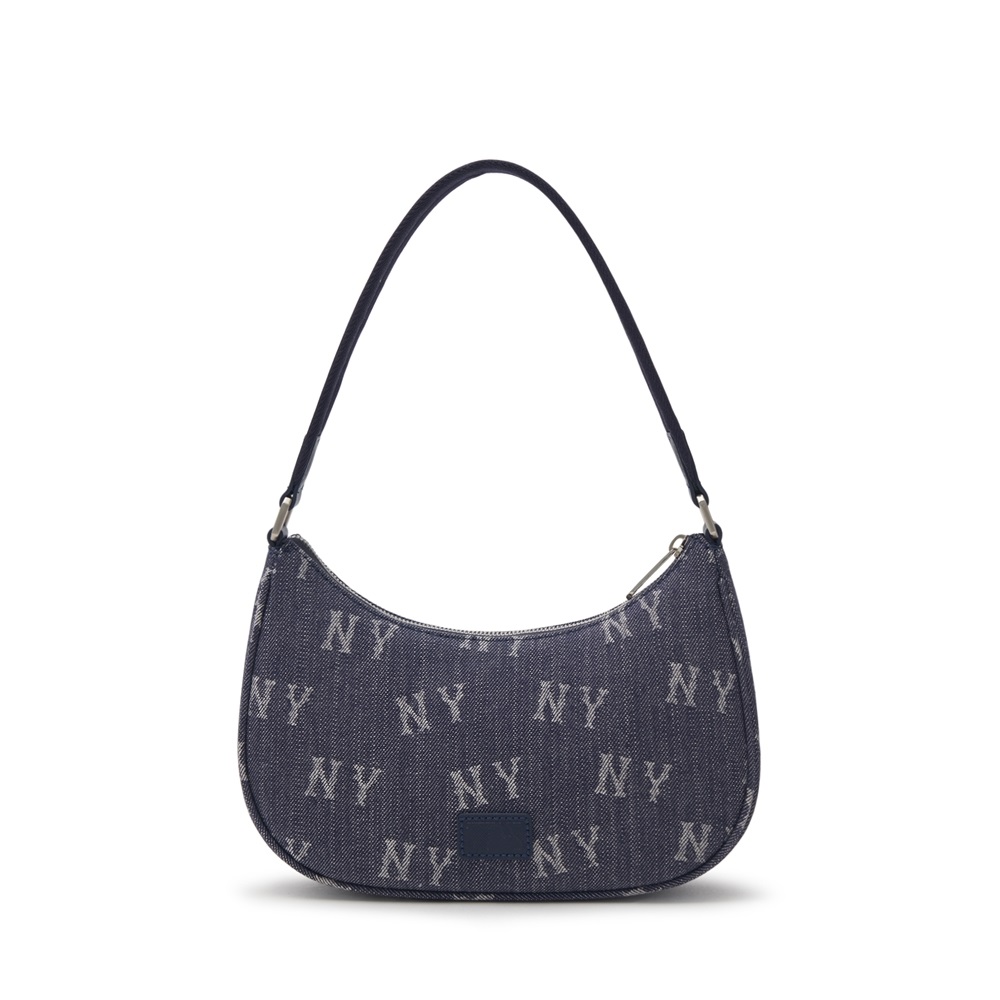 Túi MLB Korea Monogram Denim Hobo Bag New York Yankees Indigo