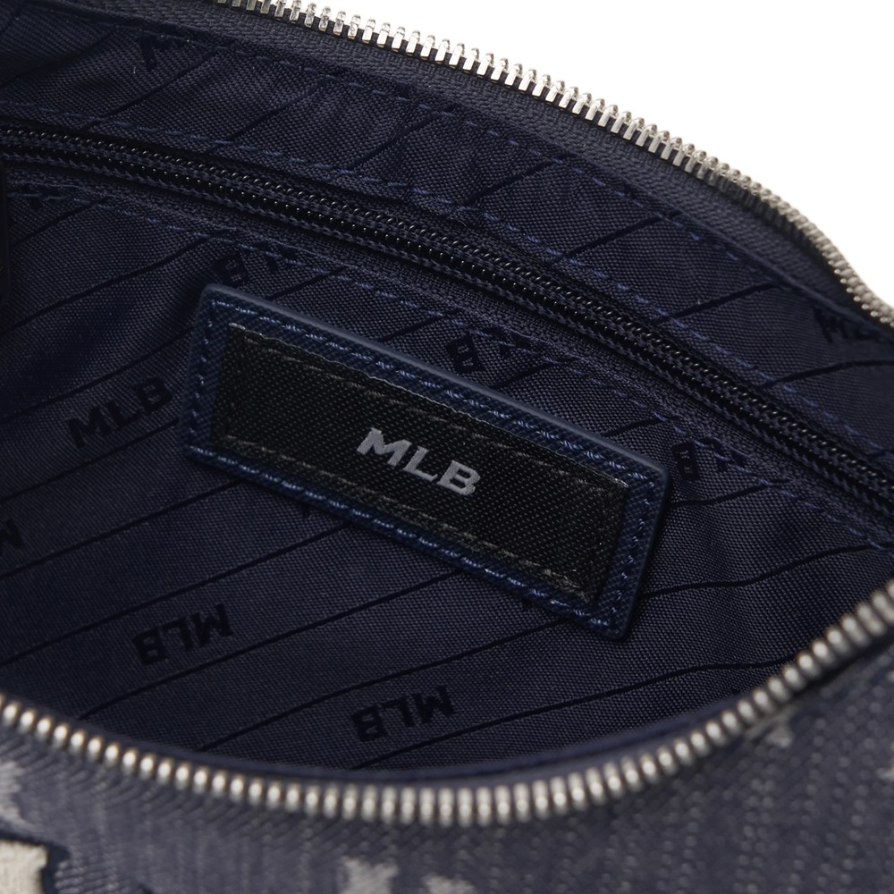 Túi MLB Korea Monogram Denim Hobo Bag New York Yankees Indigo