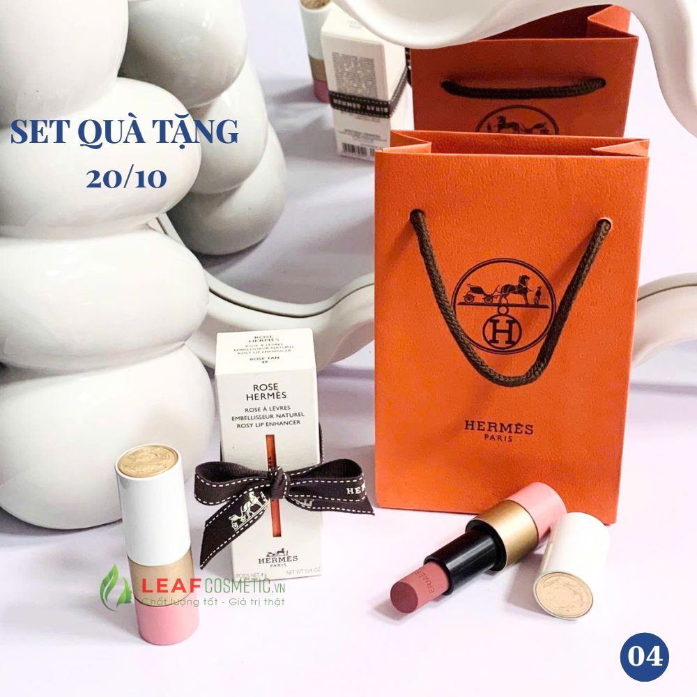 et quà tặng 20/10 son dưỡng Hermès 49 Rose Tan màu hồng đất