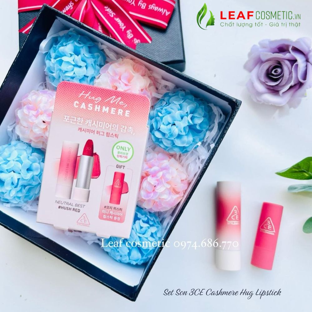Set Quà Son 3CE Cashmere Hug Lipstick chính hãng Fullbox