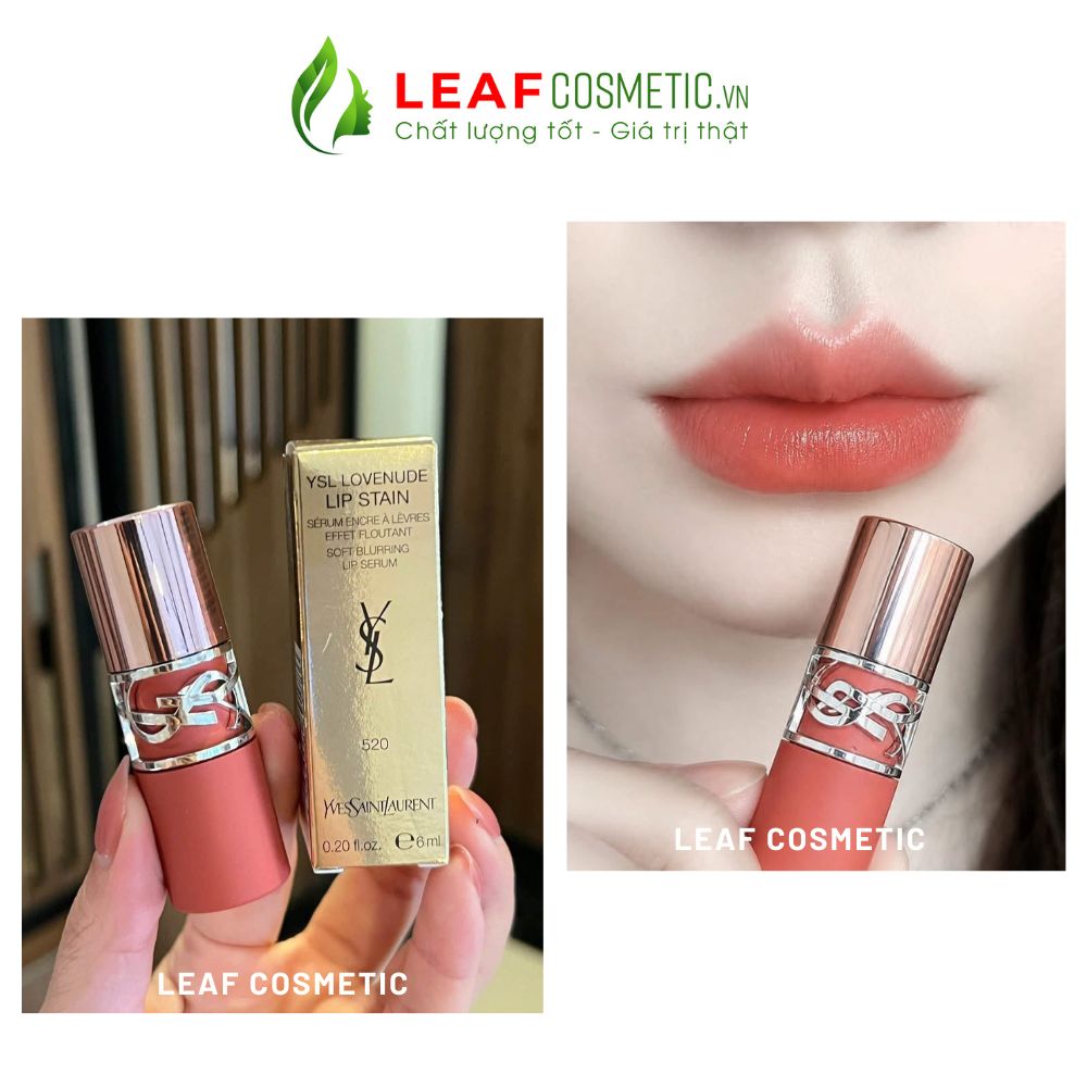 Son Kem YSL Loveshine Love Nude Lip Stain 520 Cinnamon Kiss – Màu Đỏ Cam Quế