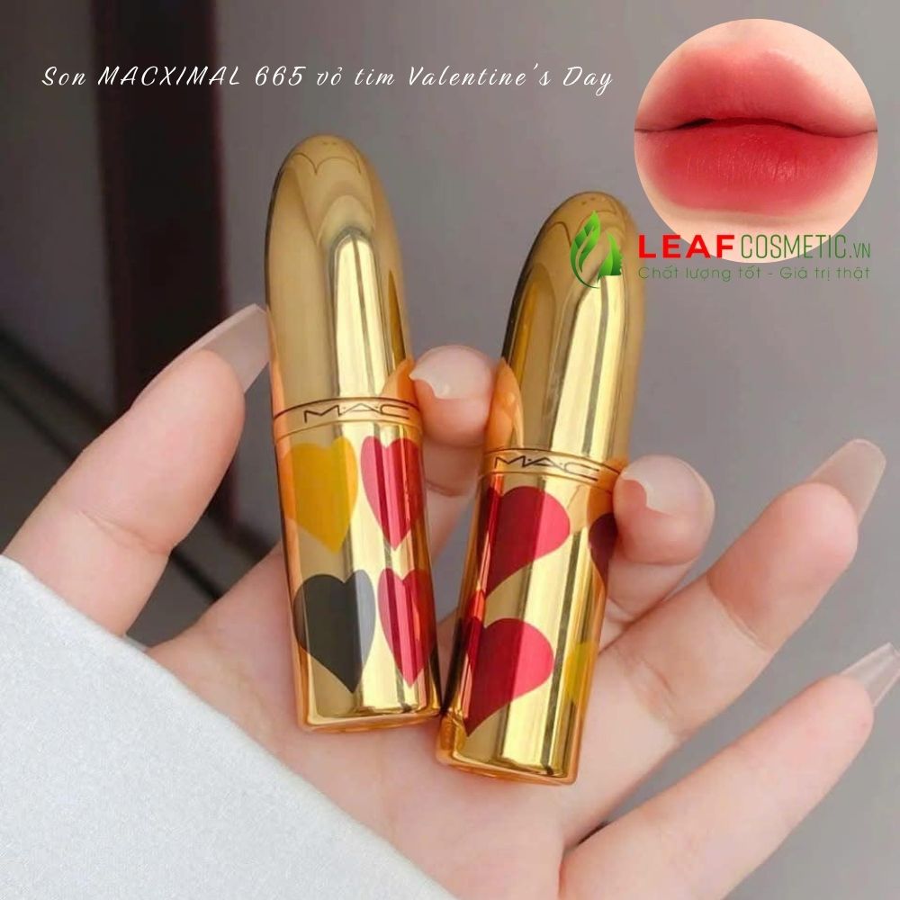 Son MAC Ximal Matte 665 Ring The Alarm Đỏ Hồng Vỏ Tim VALENTINE chính hãng