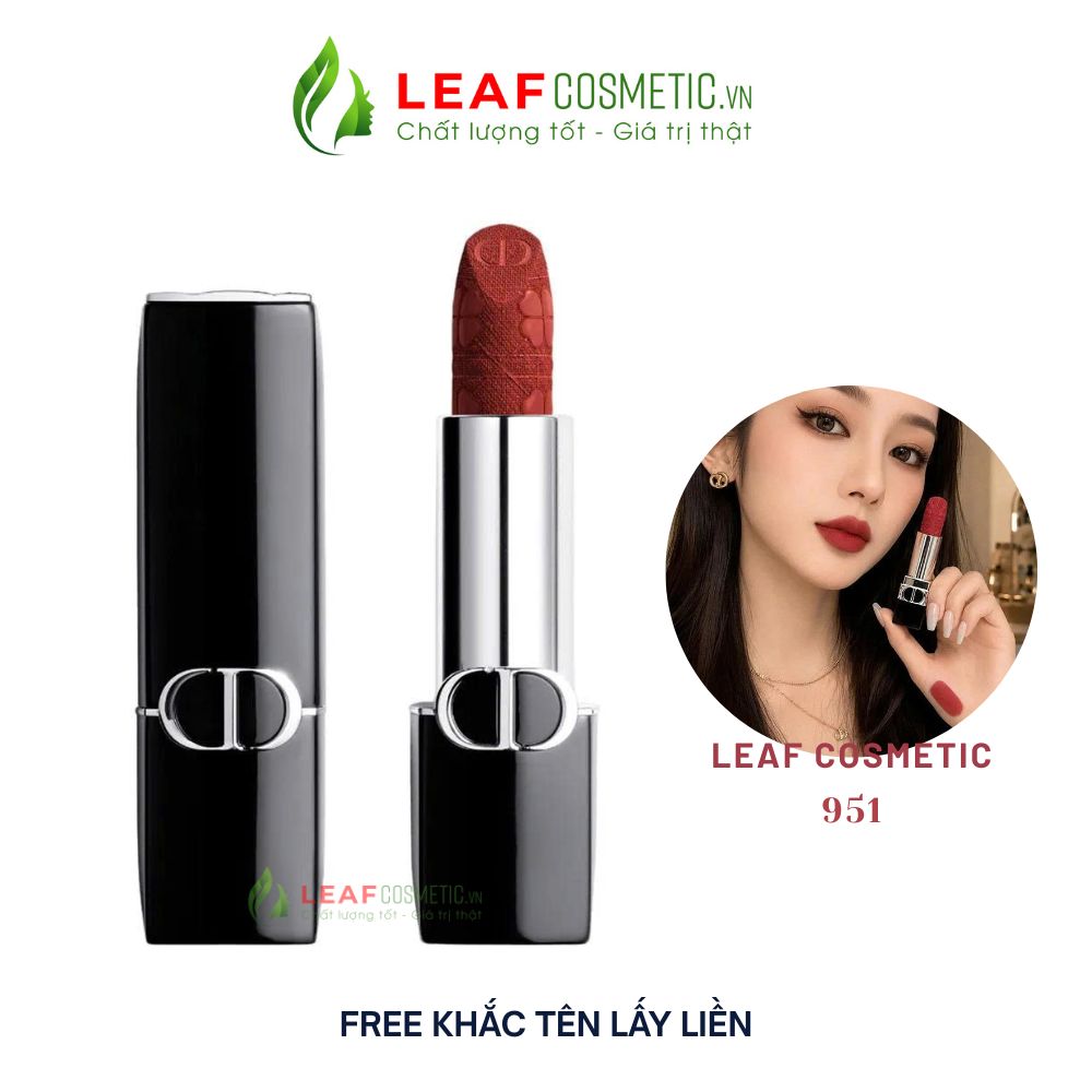 Son Rouge Dior Velvet 951 Talisman màu đỏ đất phiên bản Cỏ 4 Lá