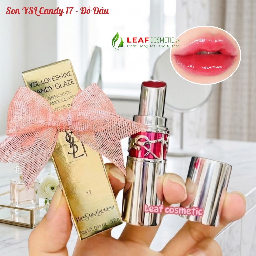 Son dưỡng bóng YSL Candy Glaze 17 Strawberry Cloud màu hồng dâu