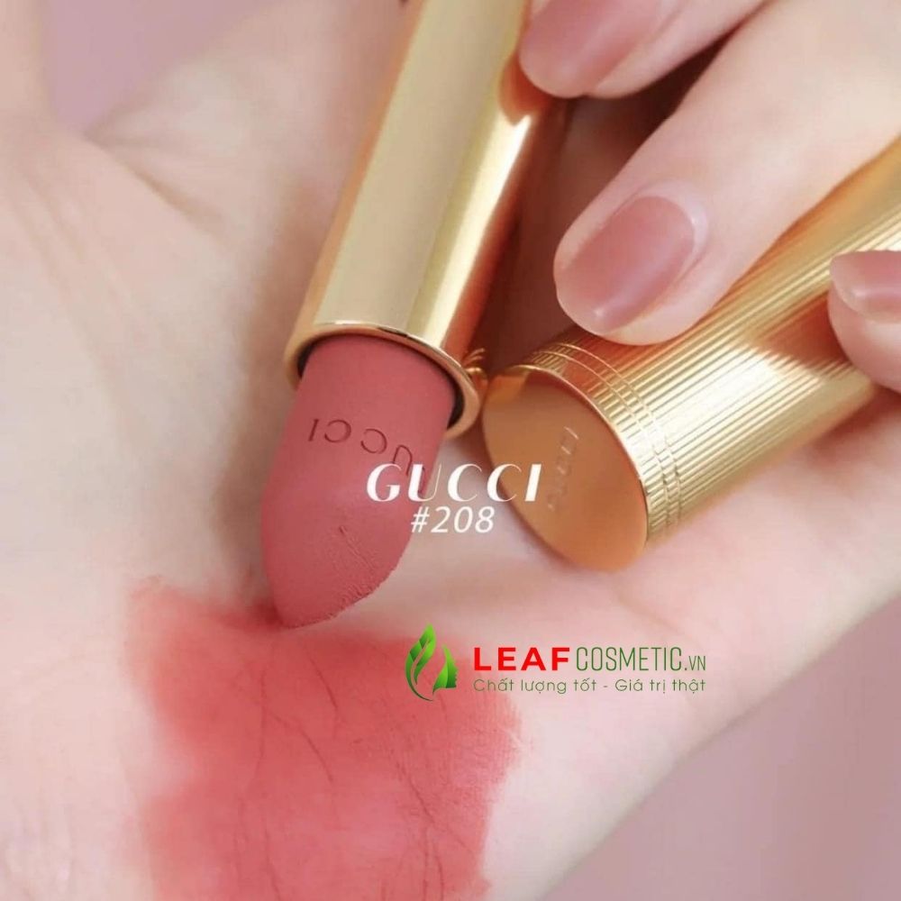 Màu son They Met In Argentina – Màu Hồng Đất của Gucci Rouge À Lèvres Mat 208 Mini