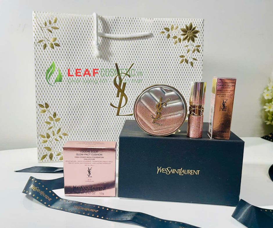 Set Quà YSL Cushion Tone B10 + Son Dưỡng Loveshine Candy Glow 44B Limited