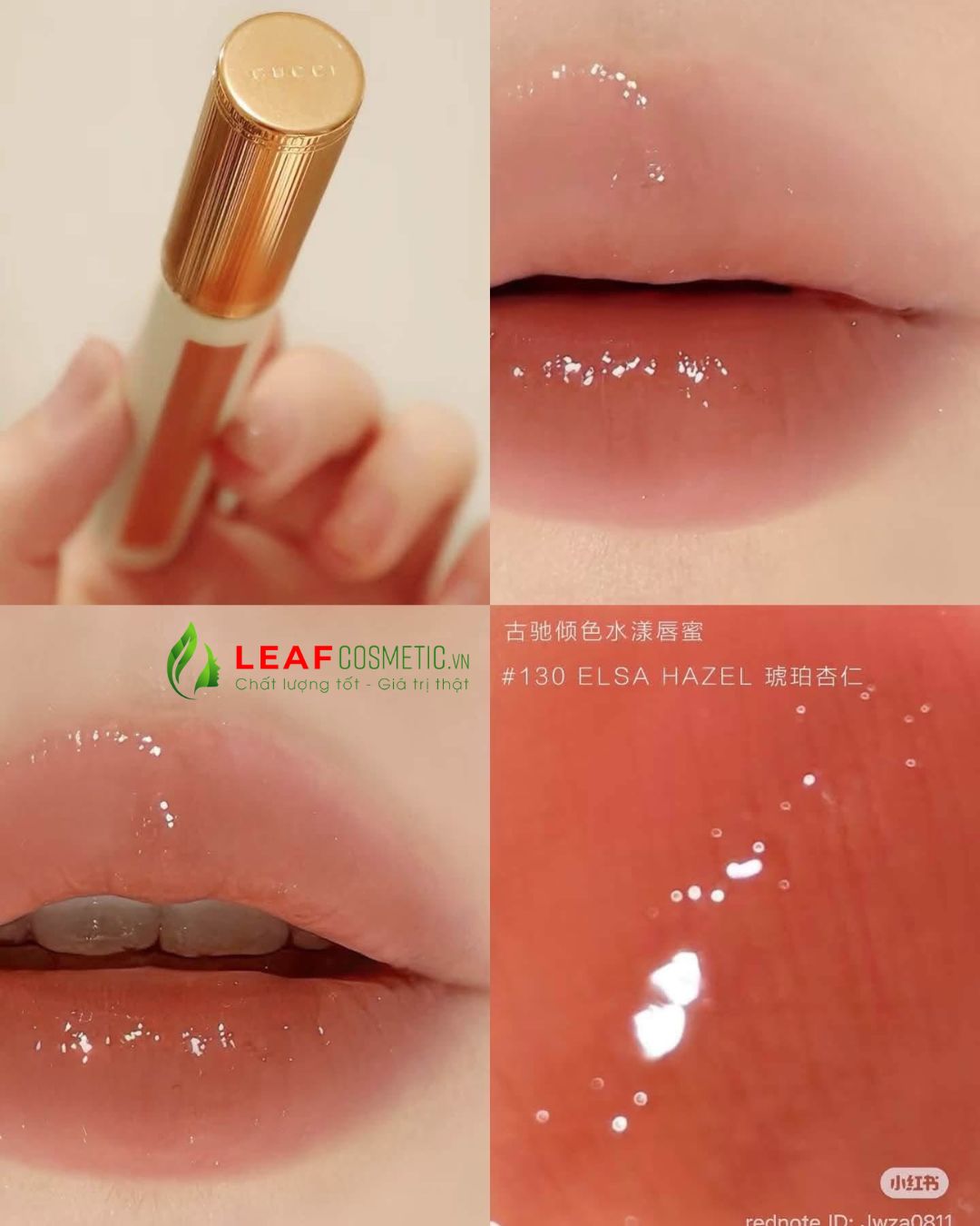 Màu Son kem Gucci Glow 130 Elsa Hazel màu cam sữa