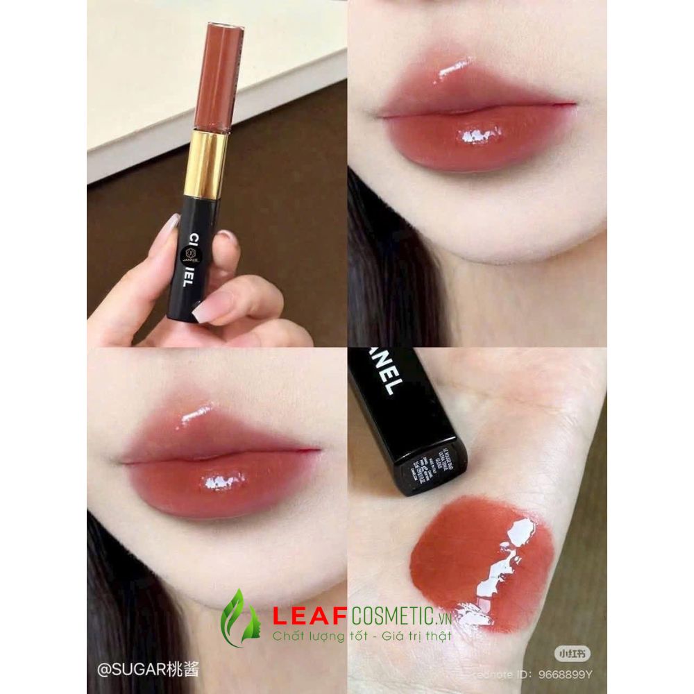 Swatch màu son đỏ nâu đất của dòng Chanel Le Rouge Duo 196 Red Brown trên tay