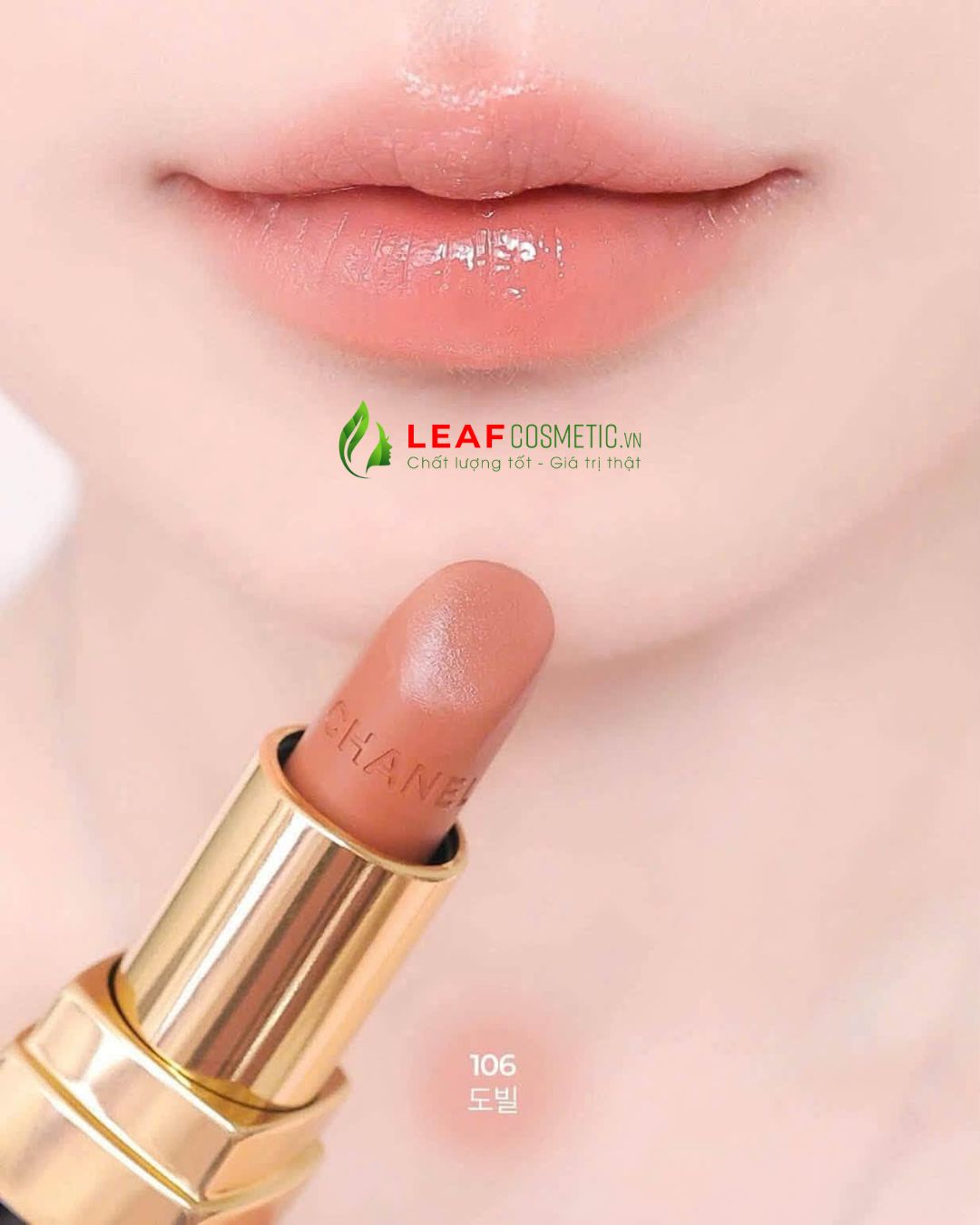 Son Chanel 106 Désir – Màu Cam Nude Ấm trên môi mẫu