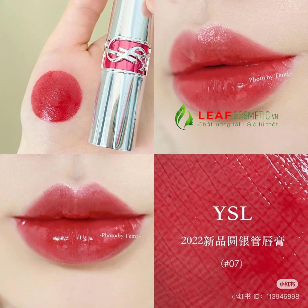 Màu son YSL Candy Glaze 07 đỏ berry swatch chuẩn