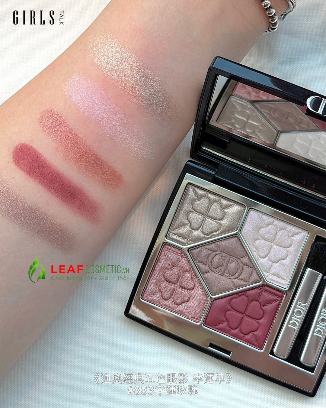 Tone màu Dior 883 Lucky Rosewood hồng gỗ với bảng phấn mắt 5 ô