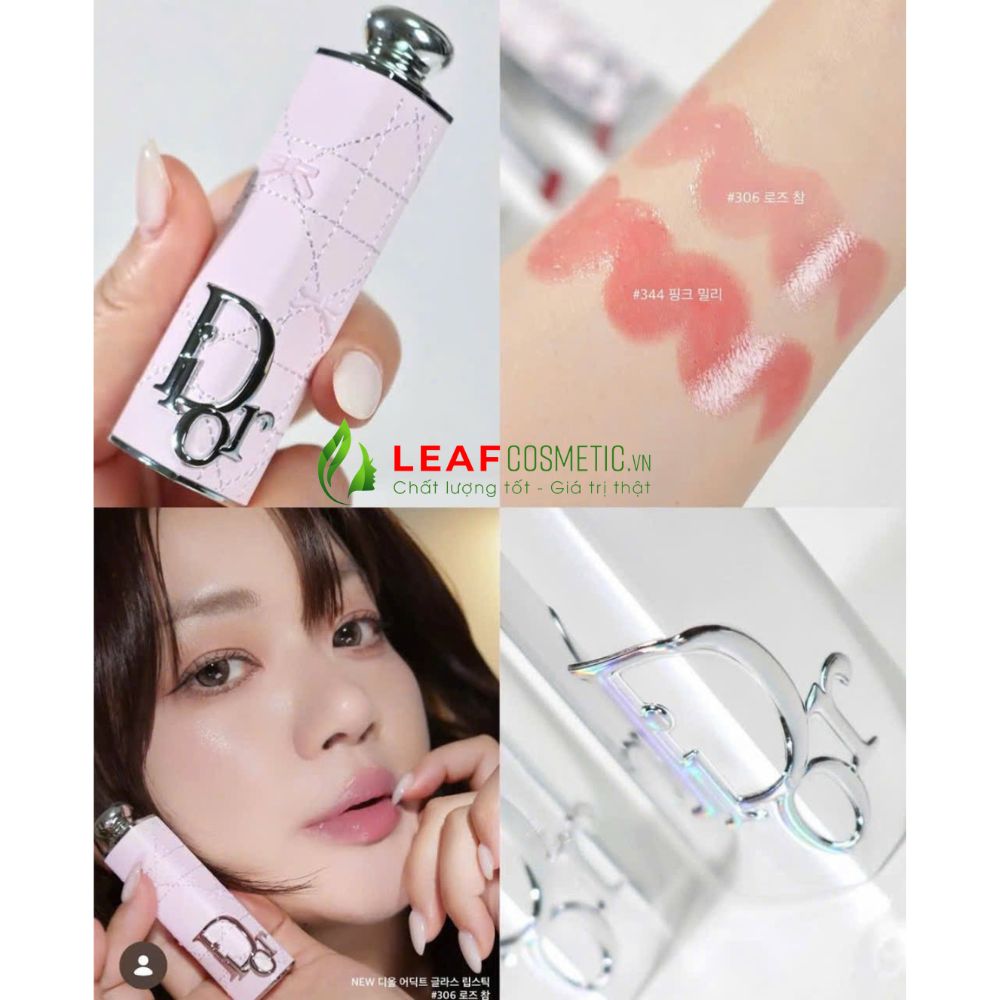 Người mẫu sử dụng son Dior Addict Glass Lipsticks 306 Rose Charm Hồng Đào