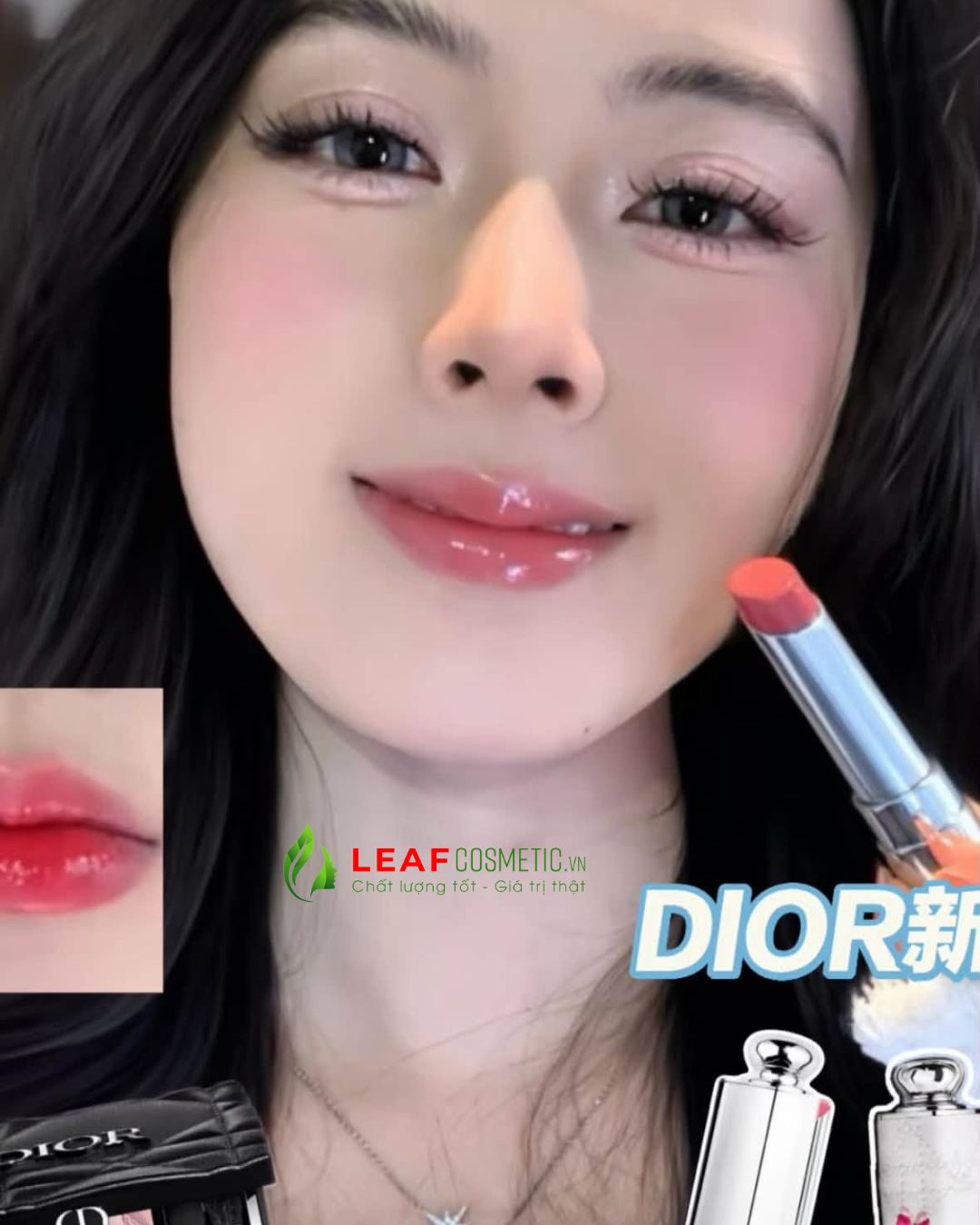 Son Dior Addict Glass 709 Diorexquis tạo hiệu ứng bóng trên môi mẫu