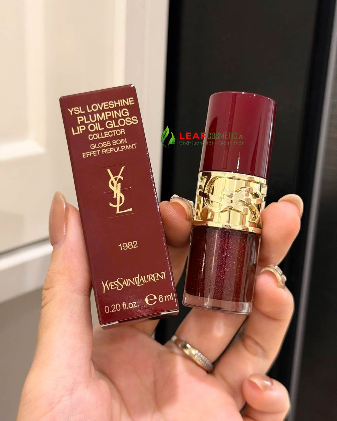 Thiết kế Son YSL 1982 đỏ burgundy ánh nhũ