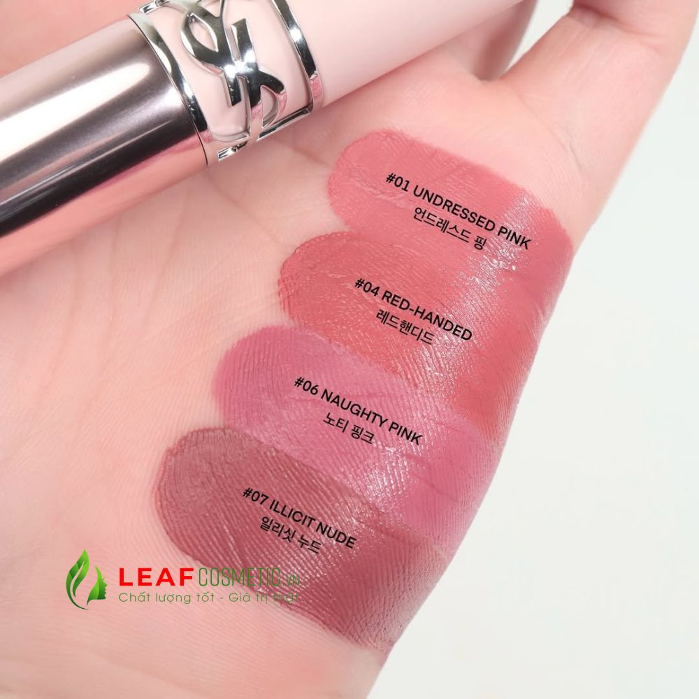 Bảng Màu son YSL 01 Undressed Pink hồng mauve thanh lịch