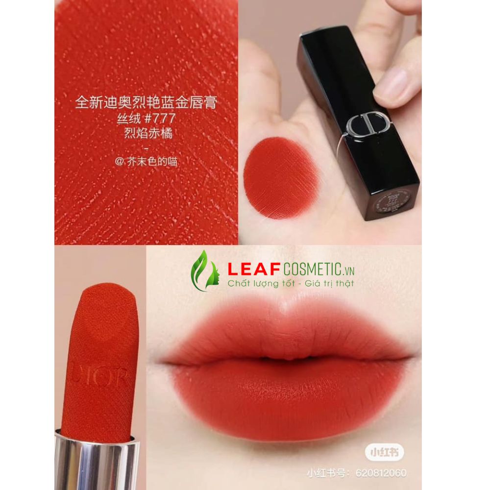 Màu son Dior Velvet 777 Fahenheit đỏ cam rực rỡ