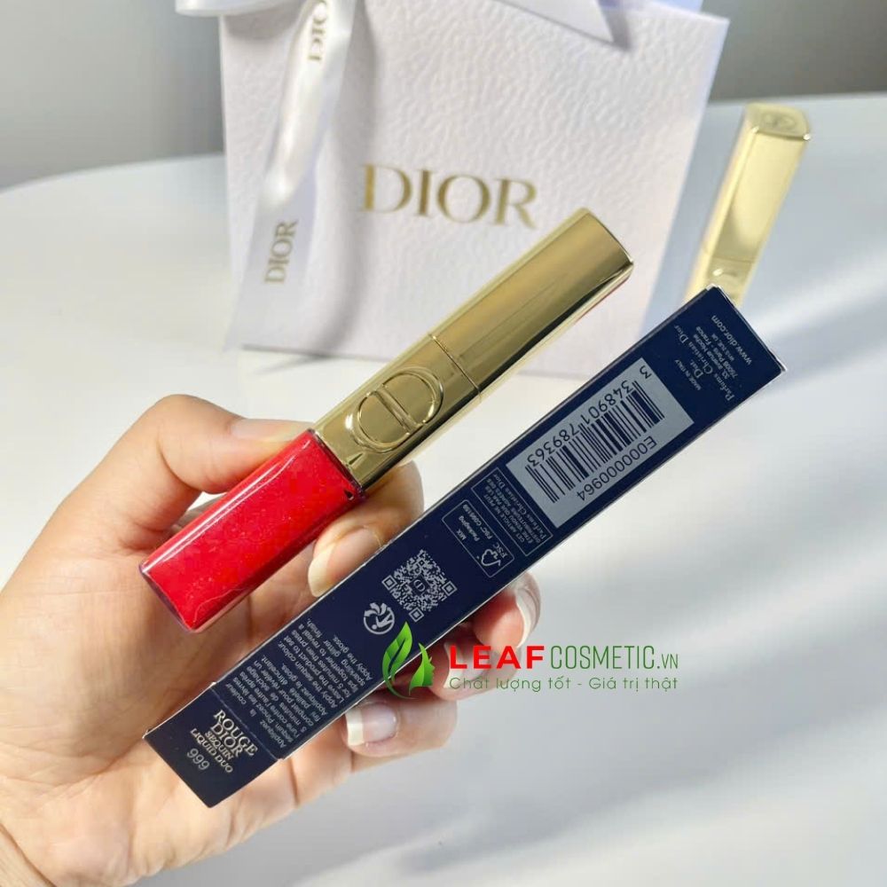 Thiết kế Son Kem Dior Rouge Dior Sequin Liquid Duo 999 - Đỏ Tươi