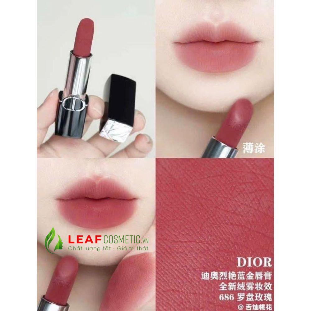 Màu son Dior Rouge Dior Veil 686 Reve Rose – Hồng Gỗ nhẹ nhàng