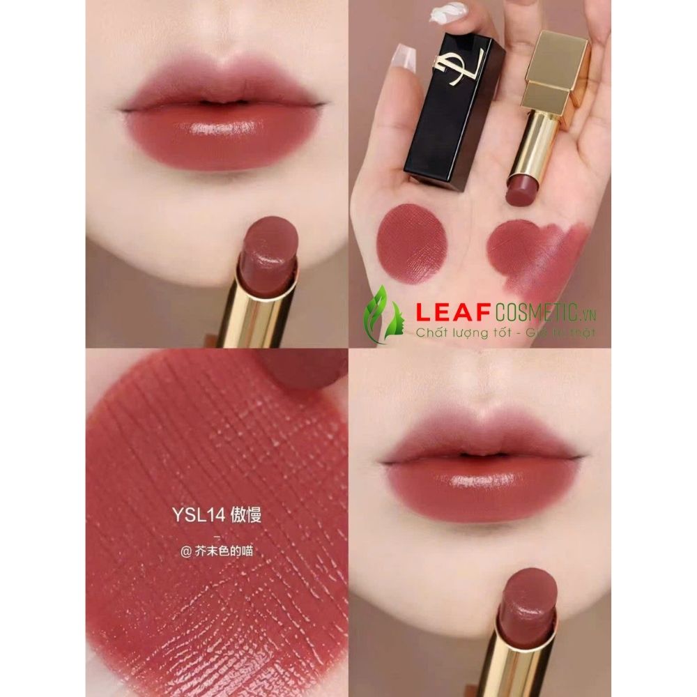 Mẫu môi sử dụng son YSL The Bold 14 Nude Tribute nâu đỏ