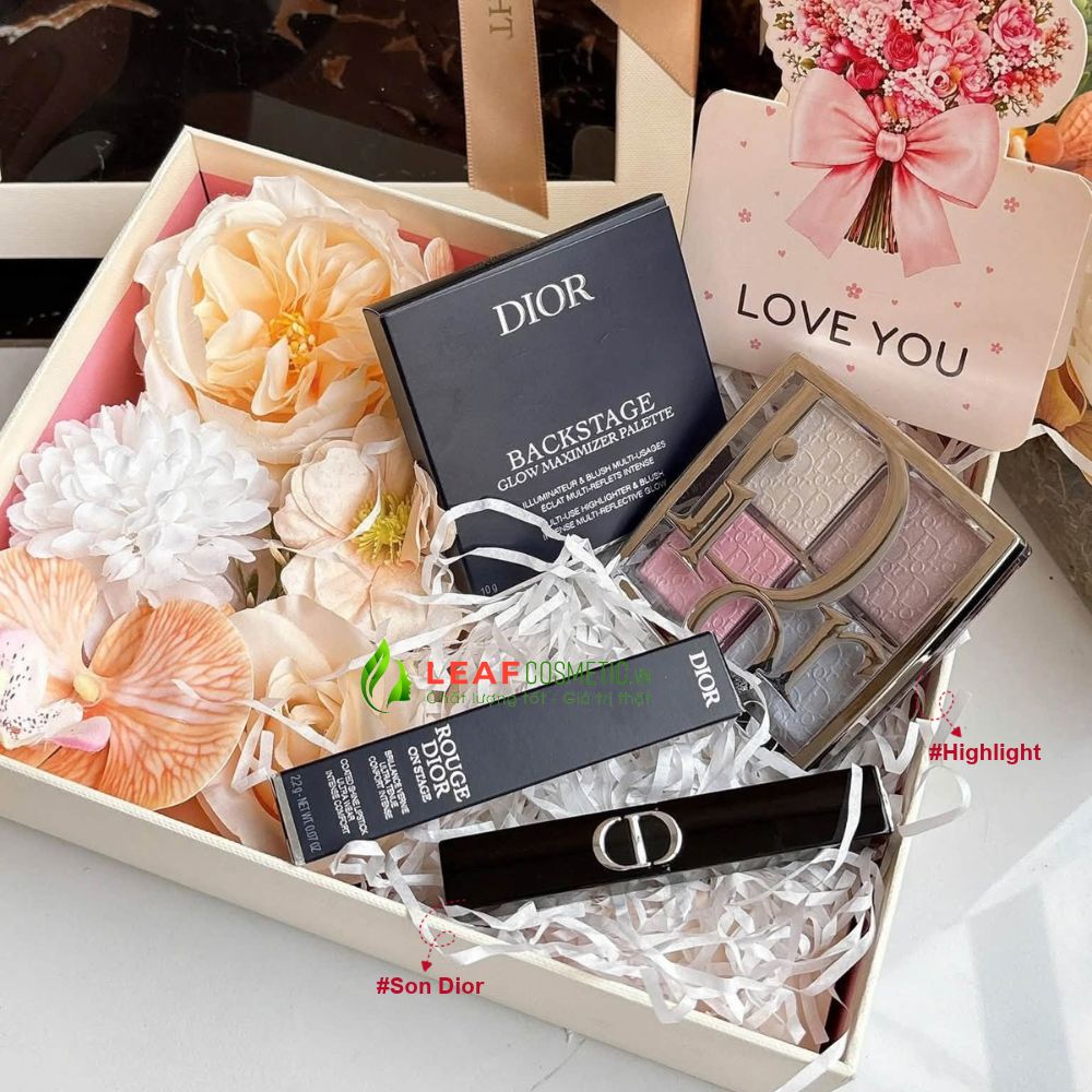 Set Dior Phấn Bắt Sáng 002 & Son Rouge Dior On Stage Chính Hãng