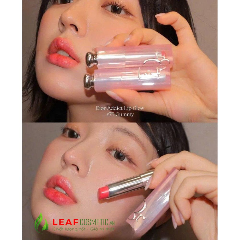 Son Dưỡng Dior 075 Gummy lên môi mẫu - Hồng Đào ngọt ngào