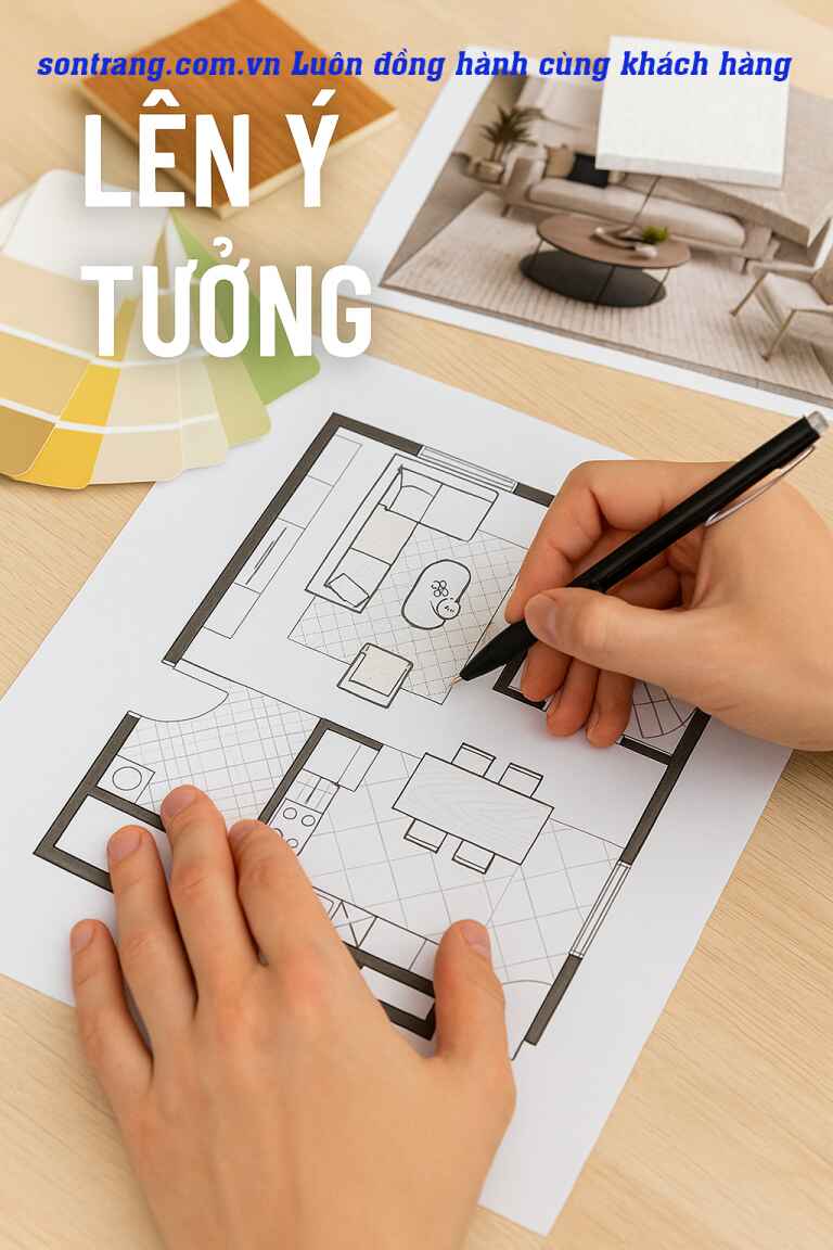 Kiến trúc sư Sơn Trang phác thảo bản vẽ ý tưởng cải tạo không gian