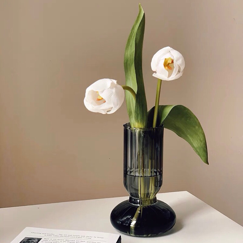 Bình hoa thuỷ tinh sọc cao cấp / Striped Glass Vase