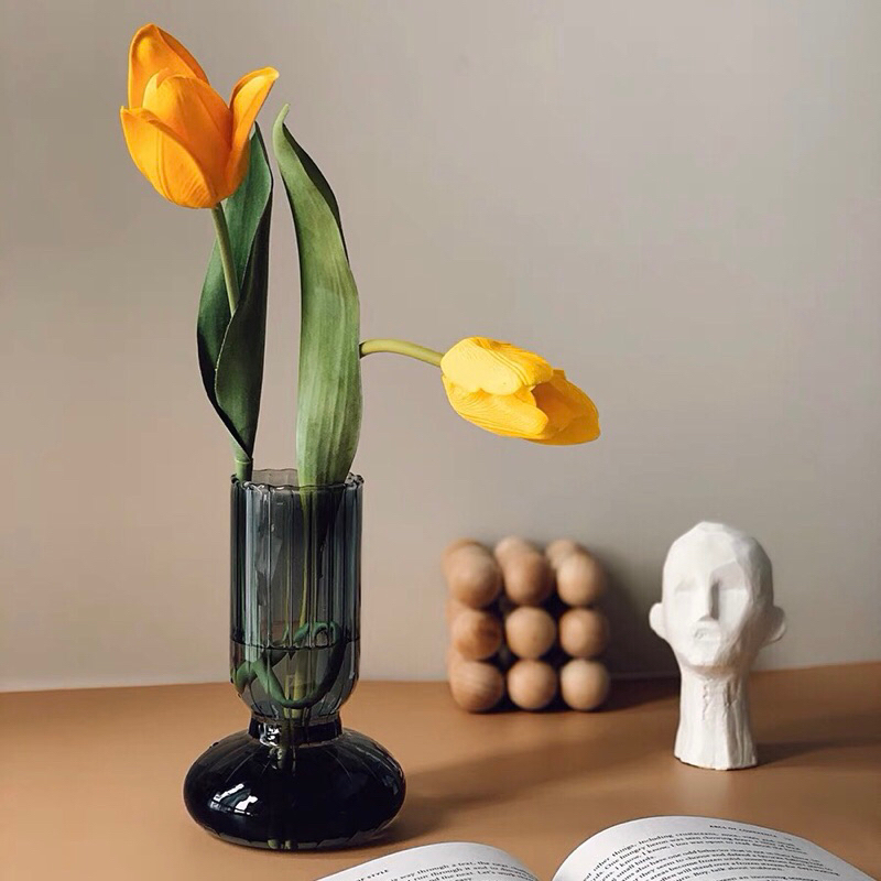 Bình hoa thuỷ tinh sọc cao cấp / Striped Glass Vase
