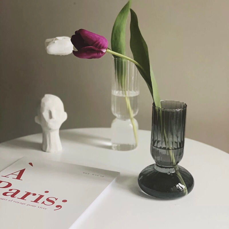 Bình hoa thuỷ tinh sọc cao cấp / Striped Glass Vase