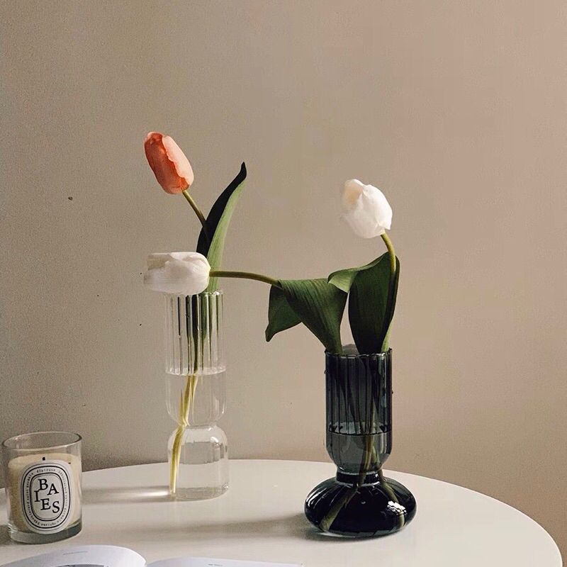 Bình hoa thuỷ tinh sọc cao cấp / Striped Glass Vase