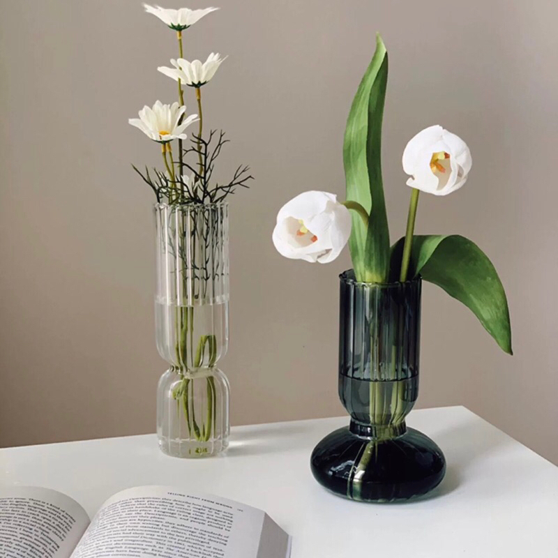 Bình hoa thuỷ tinh sọc cao cấp / Striped Glass Vase