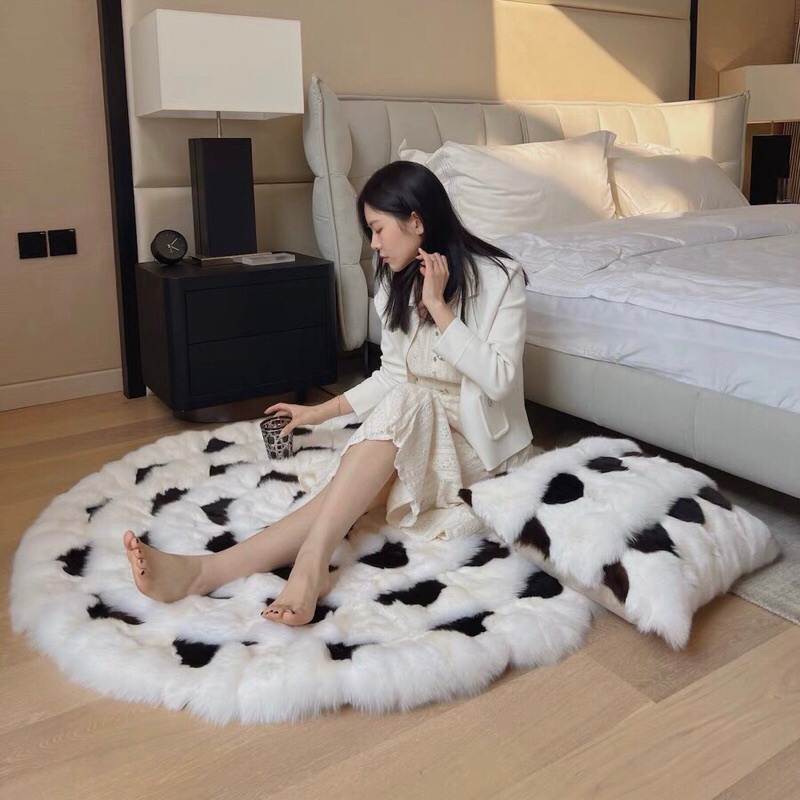 Bộ thảm gối Snowflakes cao cấp / Snowflakes Rug And Pillow