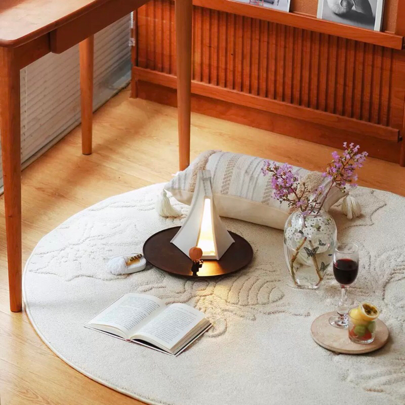 Thảm trải sàn tròn Ong và hoa cao cấp, sang trọng