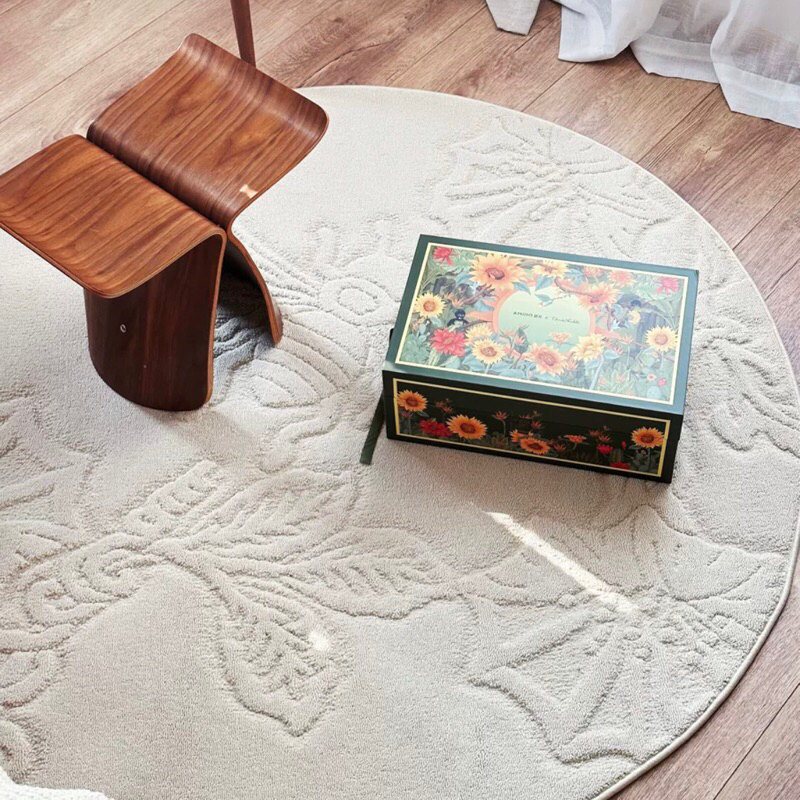 Thảm trải sàn tròn Ong và hoa cao cấp, sang trọng