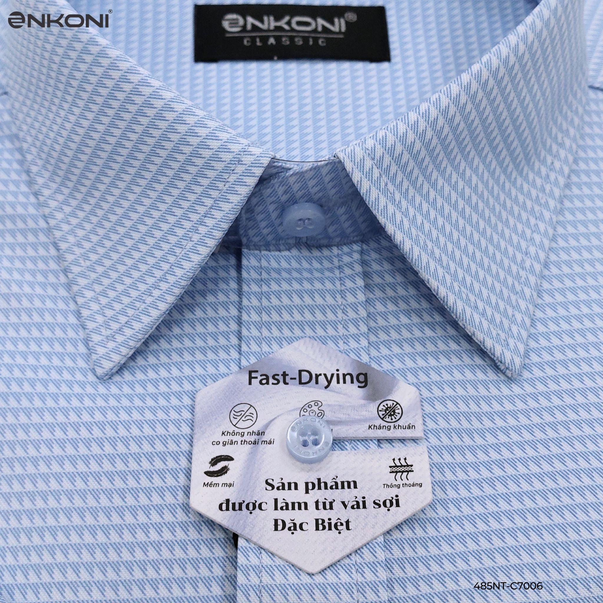ao so mi ngan tay enkoni vai nhanh kho c7006
