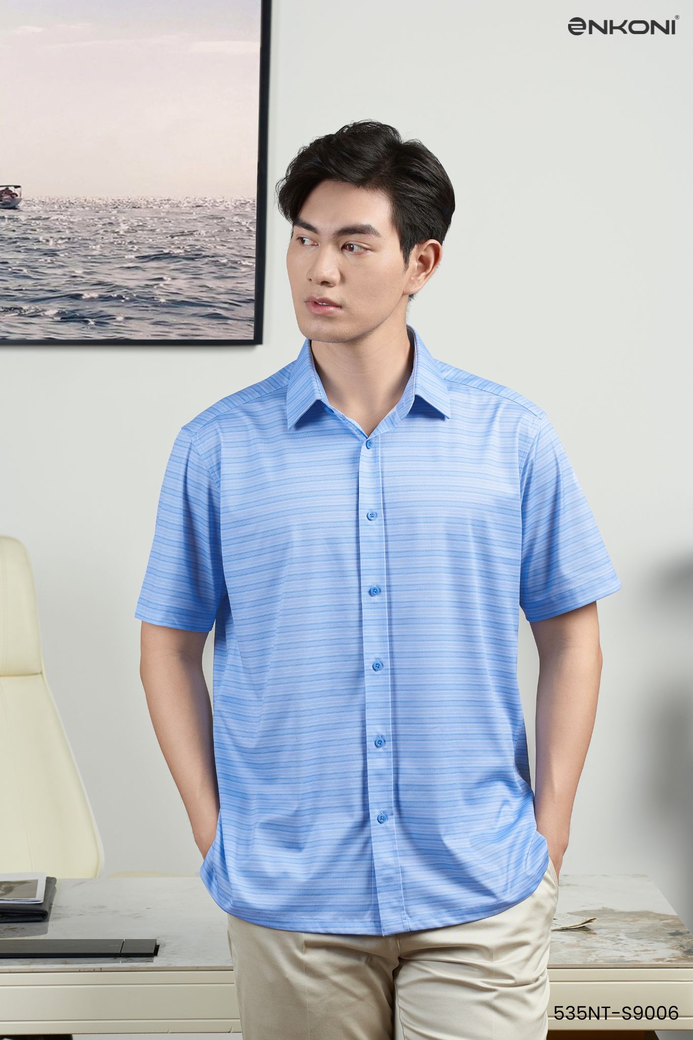 áo sơ mi nhanh khô ngắn tay enkoni S9006