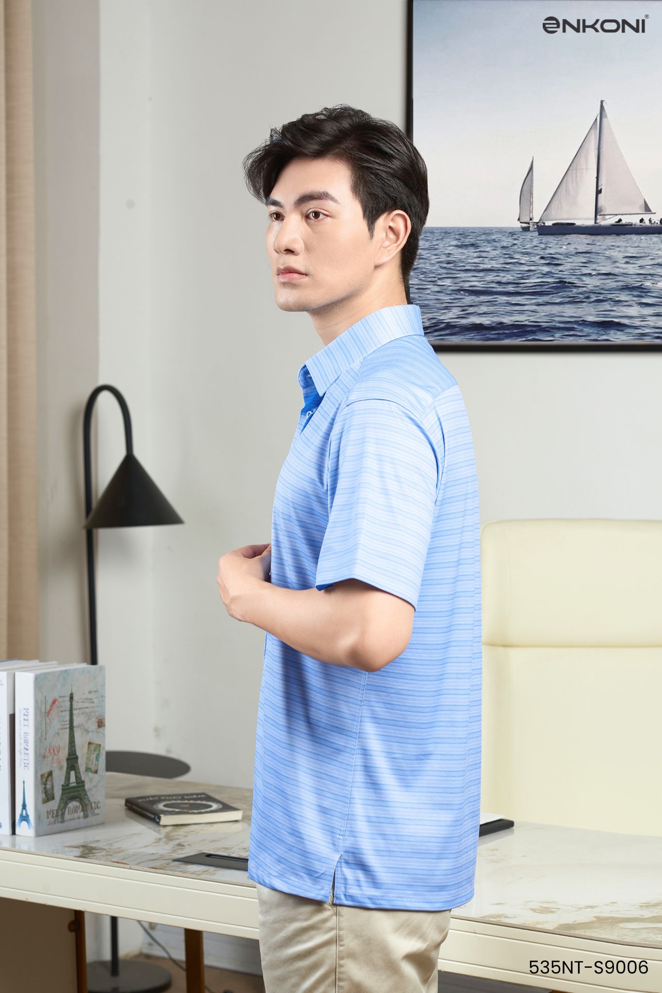 áo sơ mi nhanh khô ngắn tay enkoni S9006